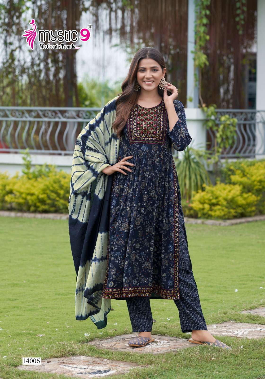 mystic sara vol 14 14001-14008 series reyon capsule party wear nayra cut ready to wear suits catalogue wholesale rate surat