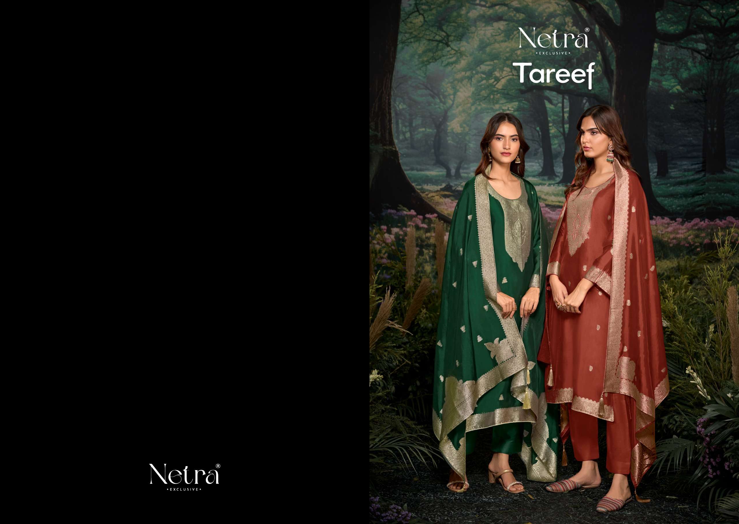 netra by tareef 14001-14006 series digital print with material latest catalogue collection surat gujarat 
