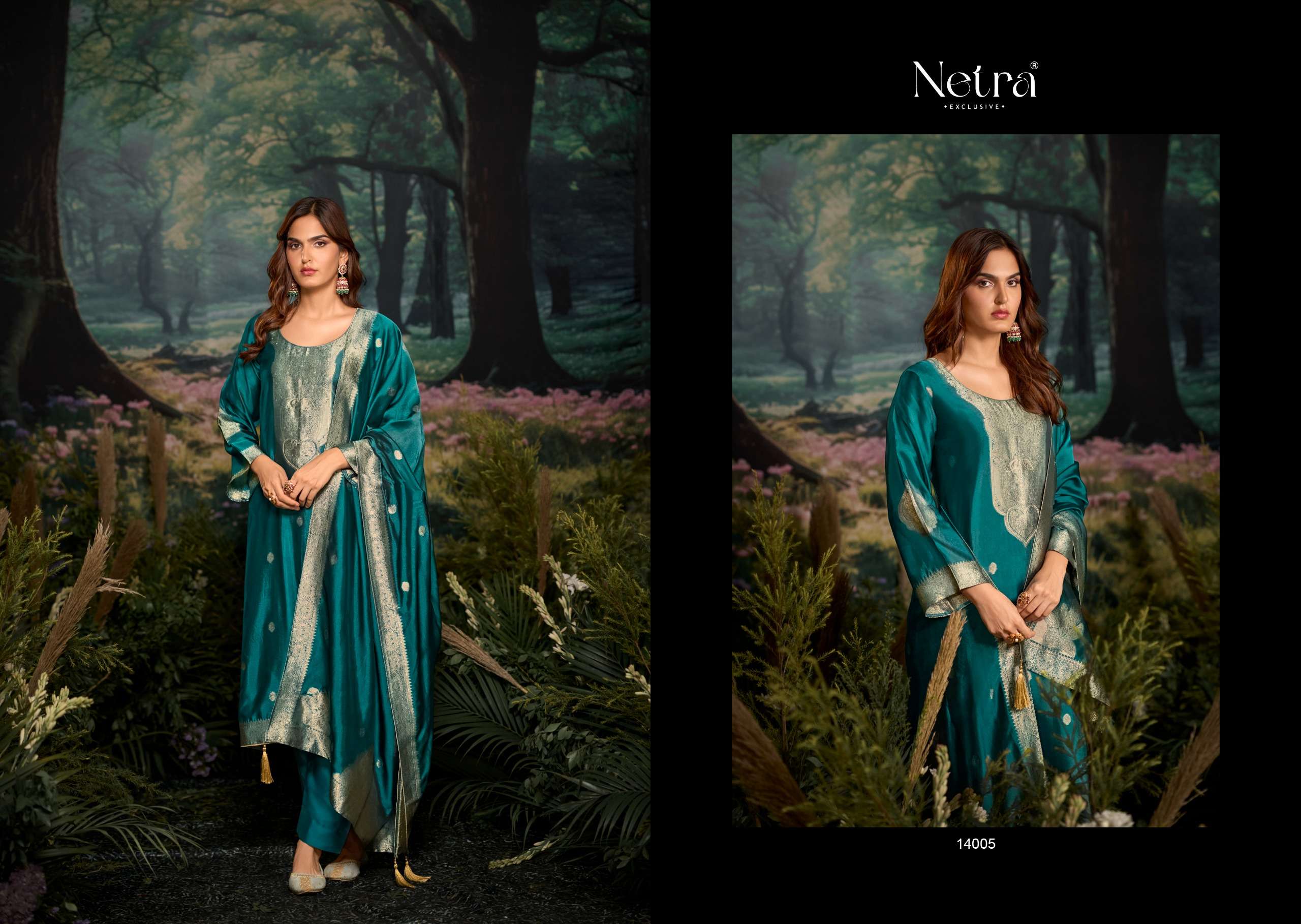 netra by tareef 14001-14006 series digital print with material latest catalogue collection surat gujarat 