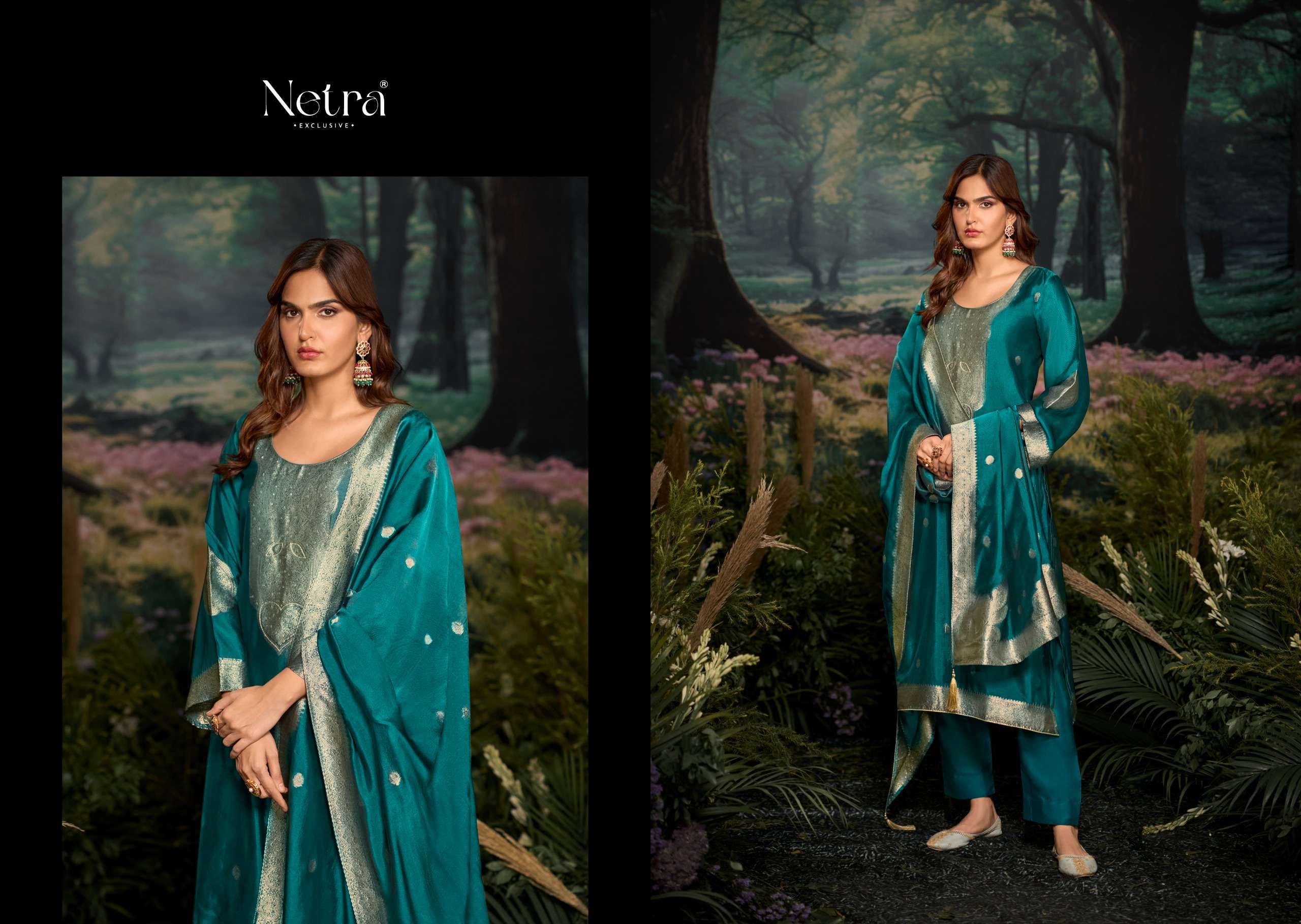 netra by tareef 14001-14006 series digital print with material latest catalogue collection surat gujarat 