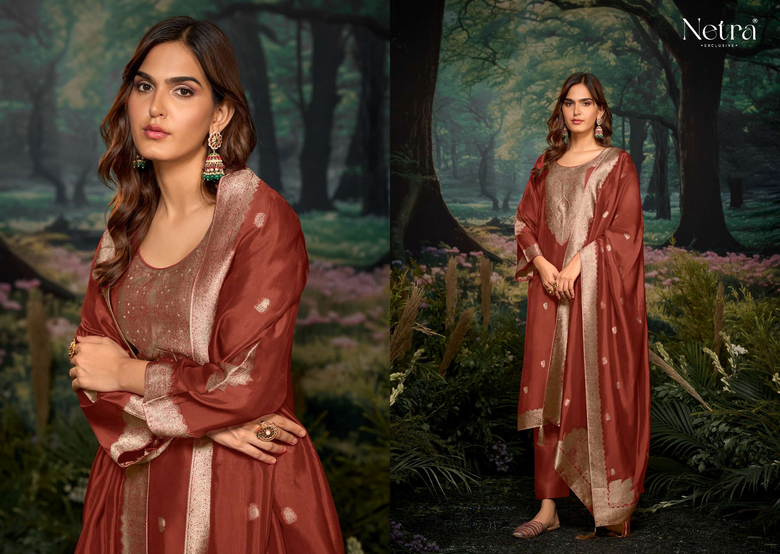 netra by tareef 14001-14006 series digital print with material latest catalogue collection surat gujarat 