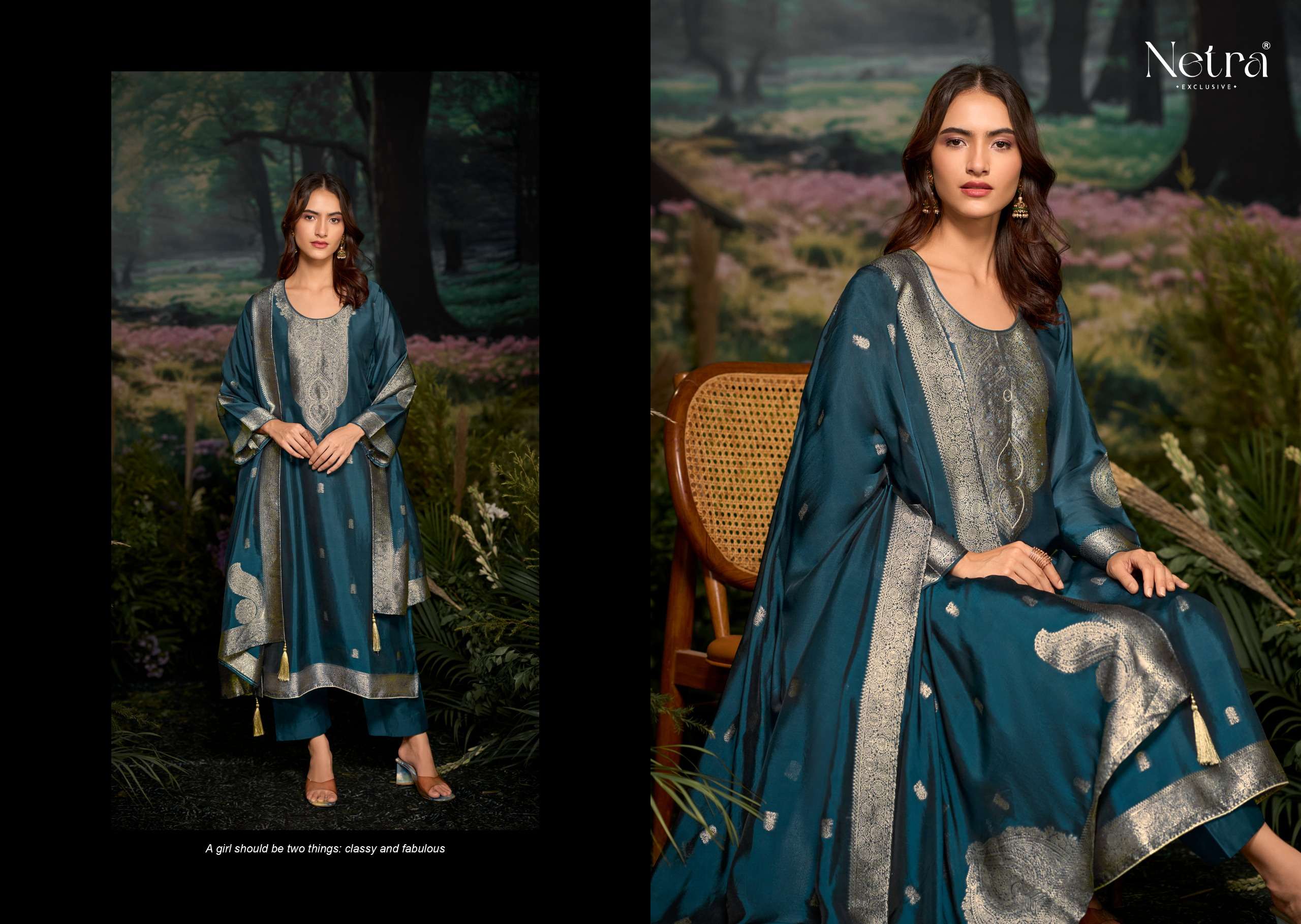 netra by tareef 14001-14006 series digital print with material latest catalogue collection surat gujarat 