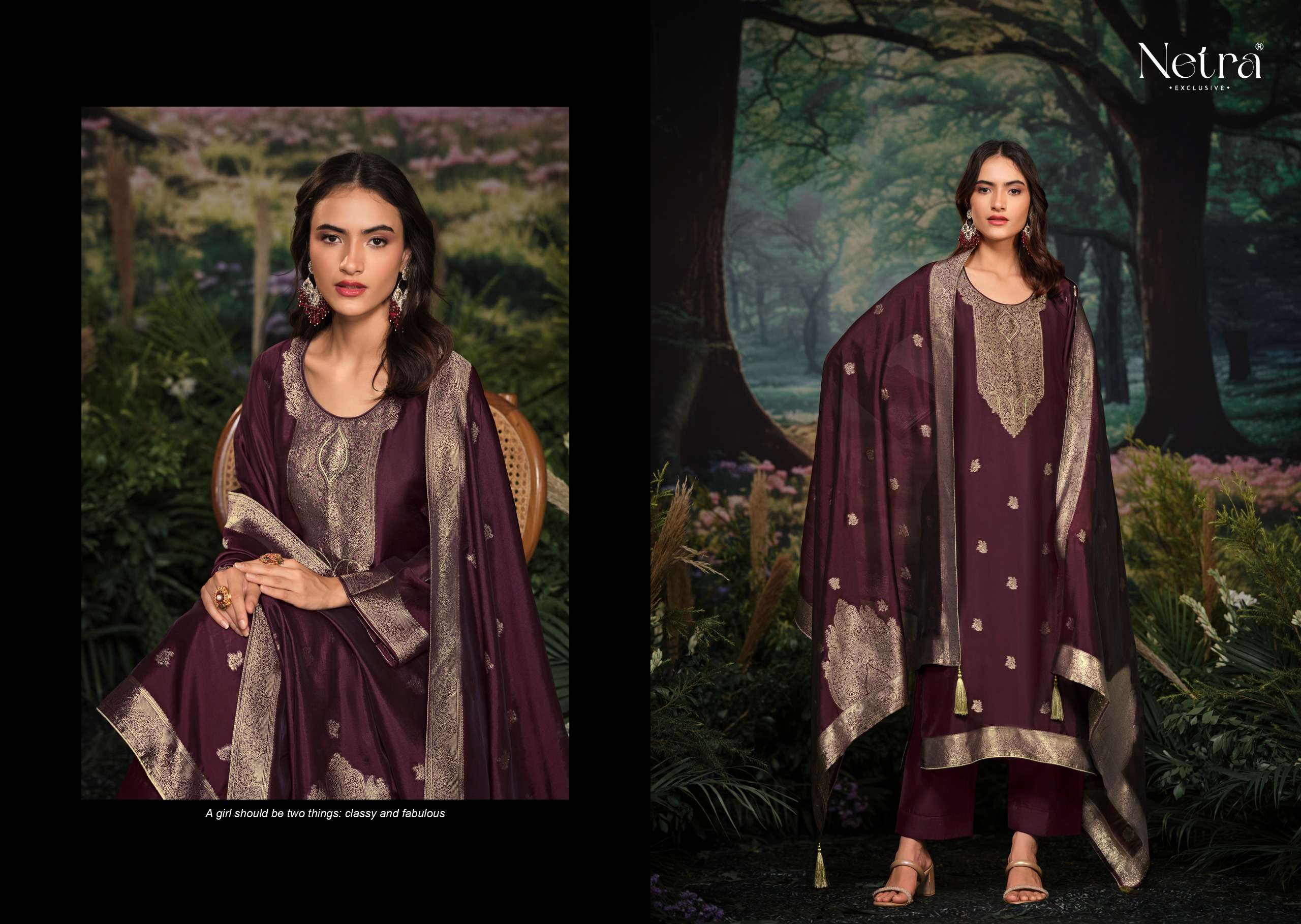 netra by tareef 14001-14006 series digital print with material latest catalogue collection surat gujarat 