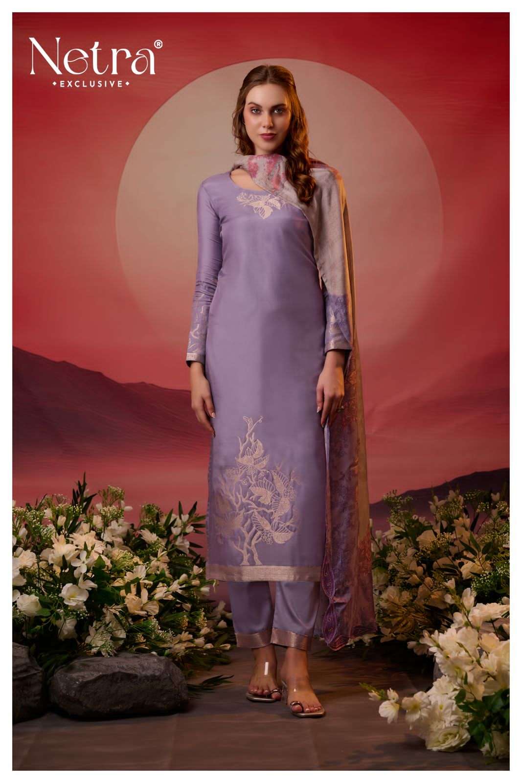 netra delsi muslin silk designer festive special salwar kameez catalogue online surat gujarat 