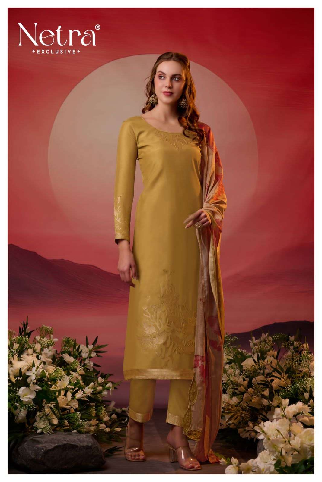 netra delsi muslin silk designer festive special salwar kameez catalogue online surat gujarat 