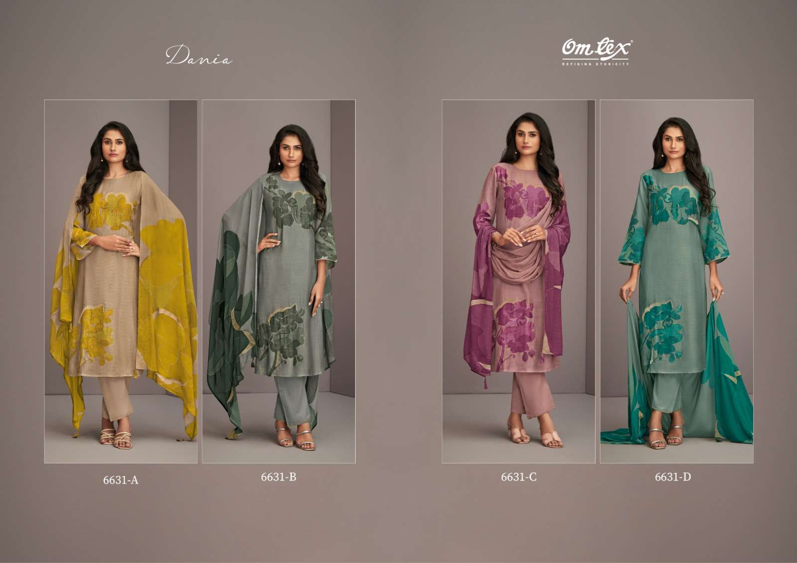 om tex dania 6631 series unstich designer salwar kameez catalogue wholesale price surat