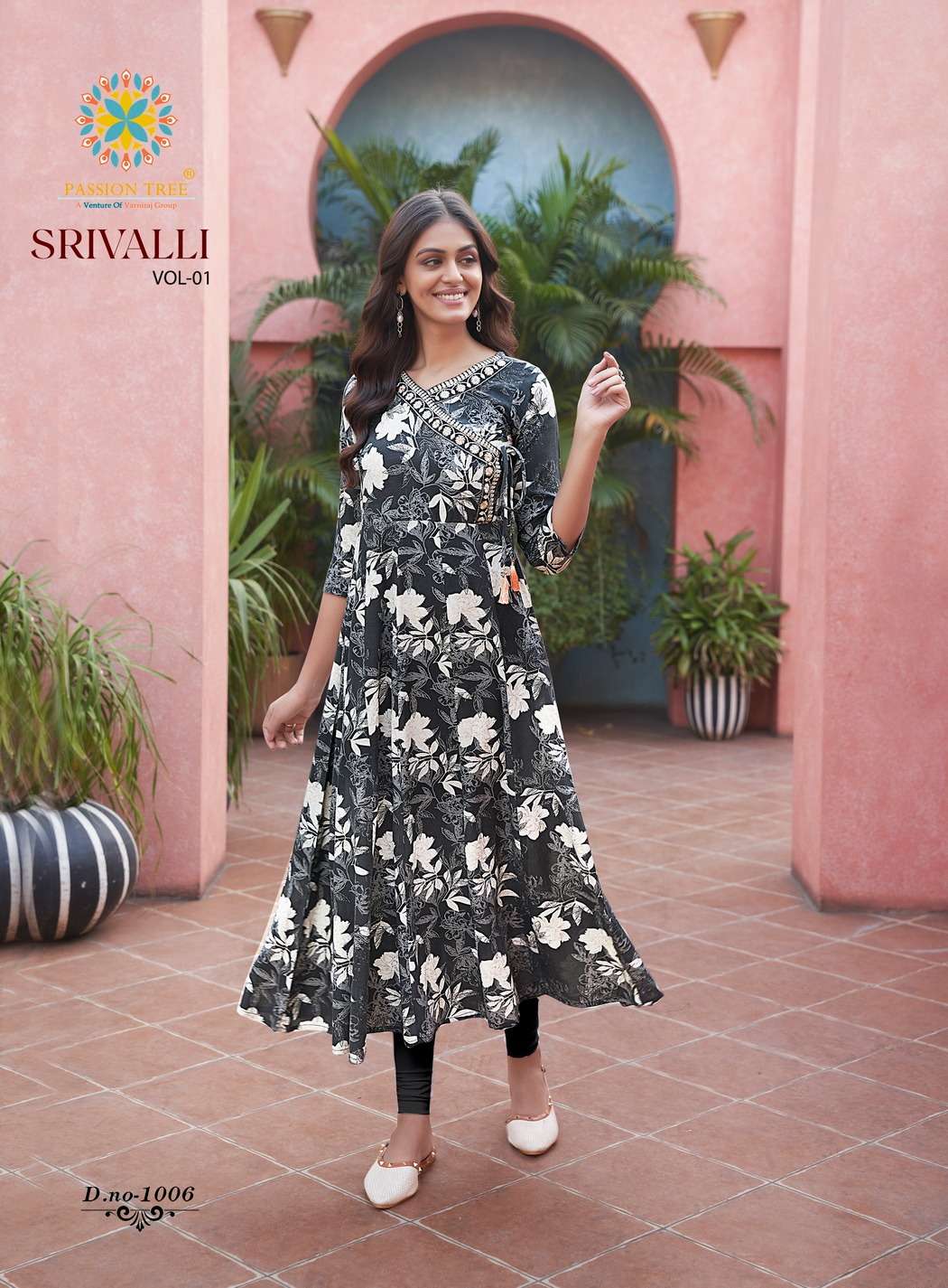 passion tree srivalli vol-1 1001-1008 series kurti with pant and dupatta latest catalogue surat india
