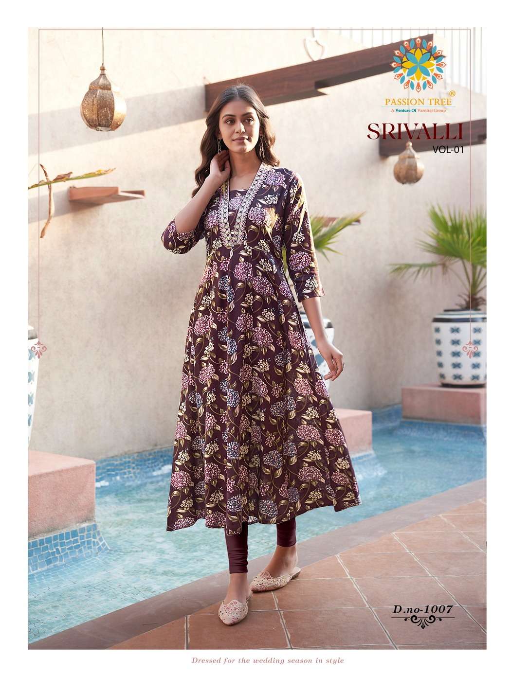 passion tree srivalli vol-1 1001-1008 series kurti with pant and dupatta latest catalogue surat india