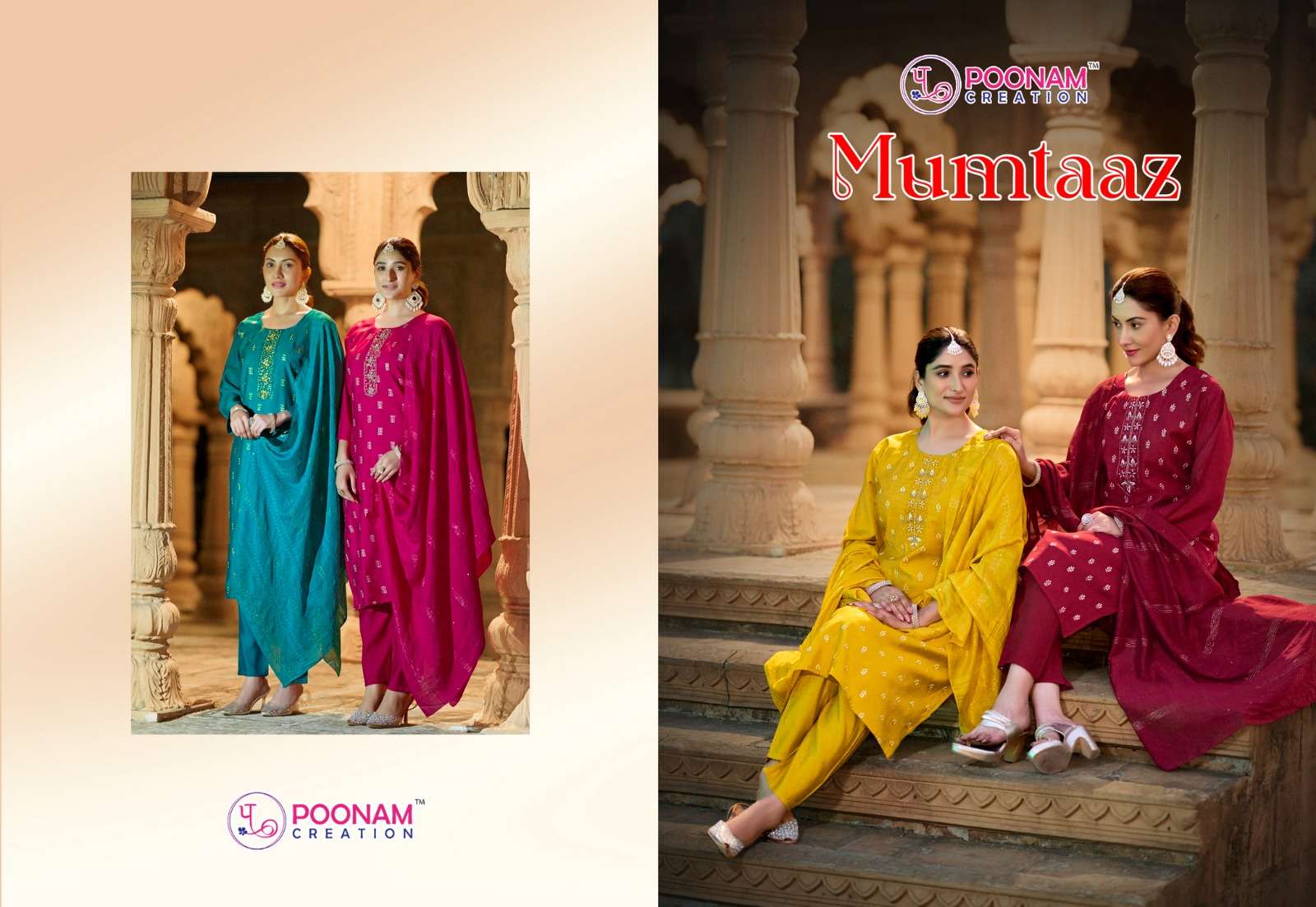 poonam designer mumtaaz 1001-1006 series festival wear special designer kurtis catalogue wholesale collection surat gujarat 