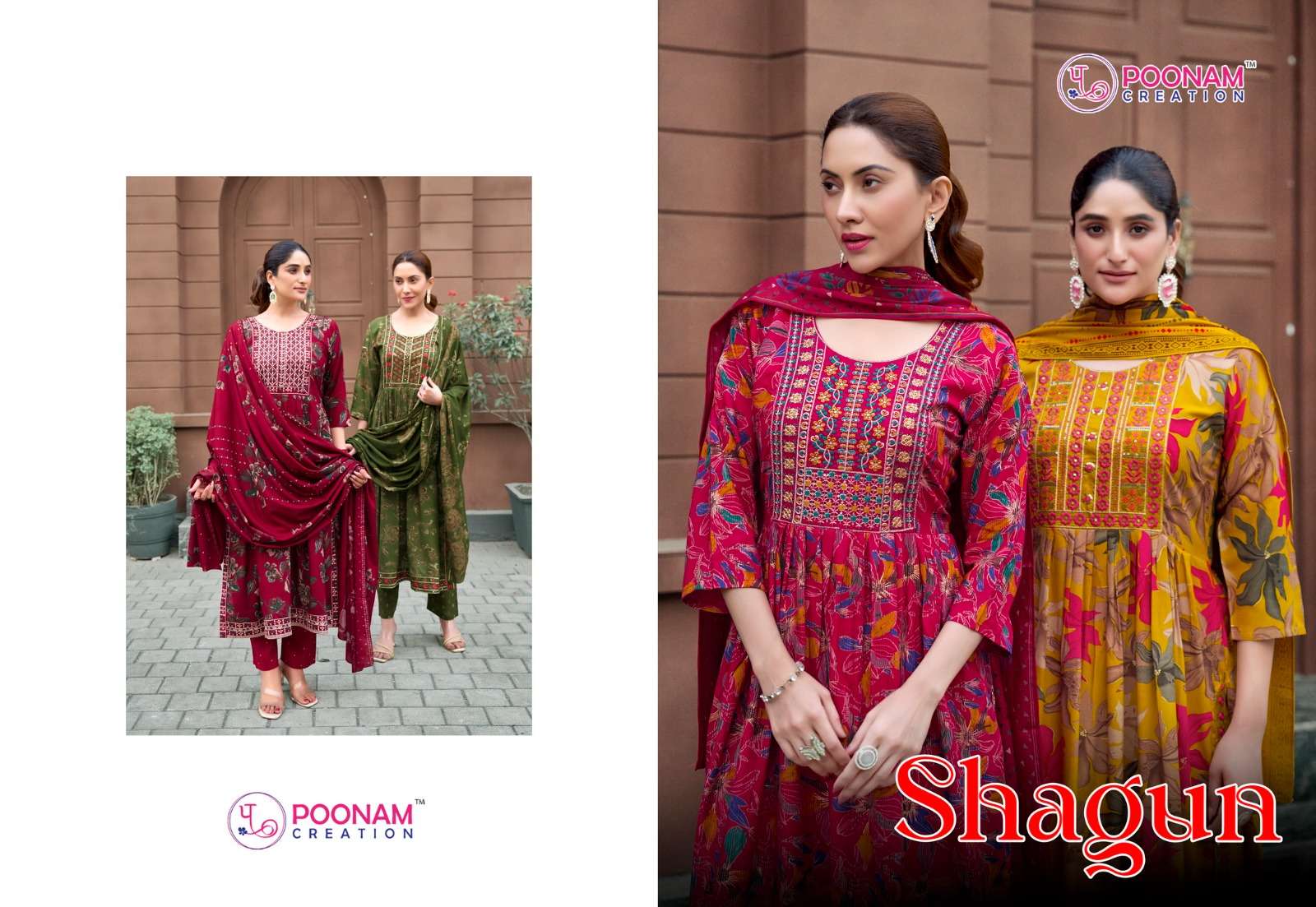 poonam shagun1001-1008 series festival special designer kurtis catalogue wholesale collection surat gujarat 