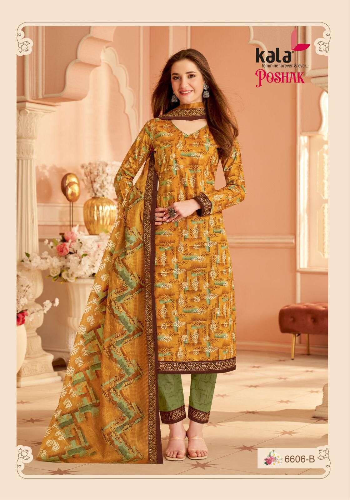 poshak vol-1 by 6601-6612 series indian designer cotton salwar suits catalogue wholesale rate surat 