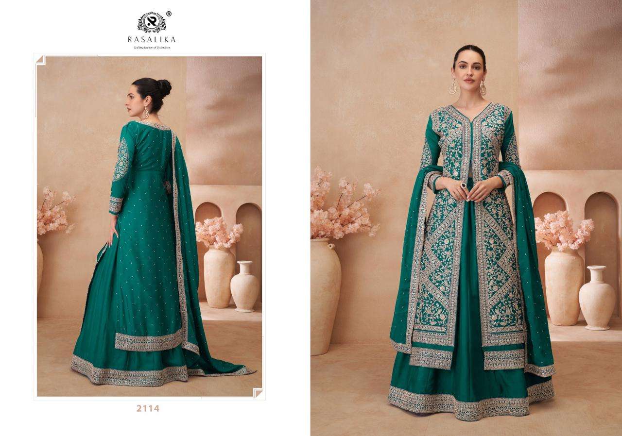 rasalika noor 2111-2114 series real chinnon silk party wear dress catalogue manufacturer surat 