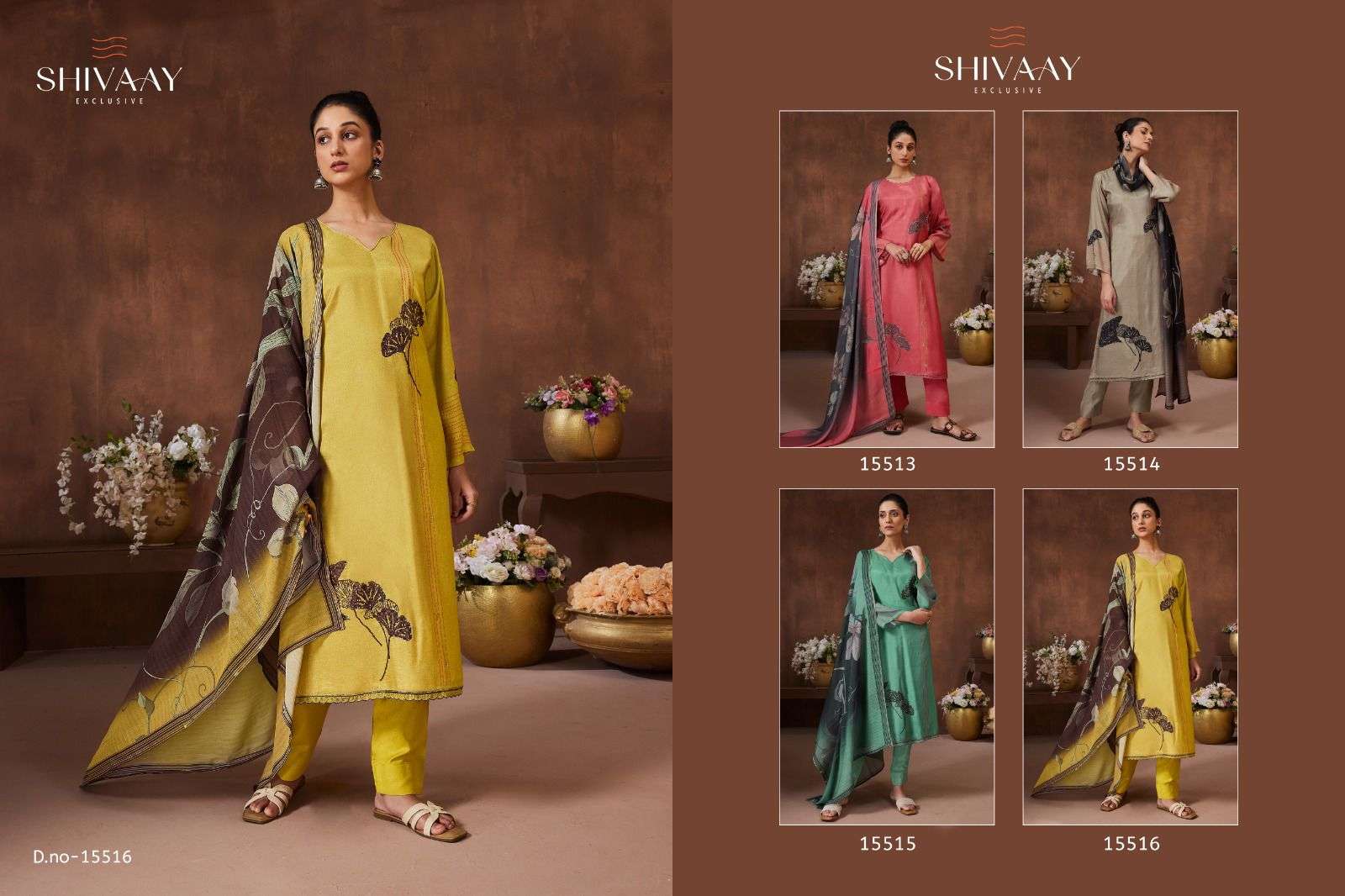 sangini by shivaay 15513-15516 series unstich salwar kameez catalogue wholesale dealer surat 