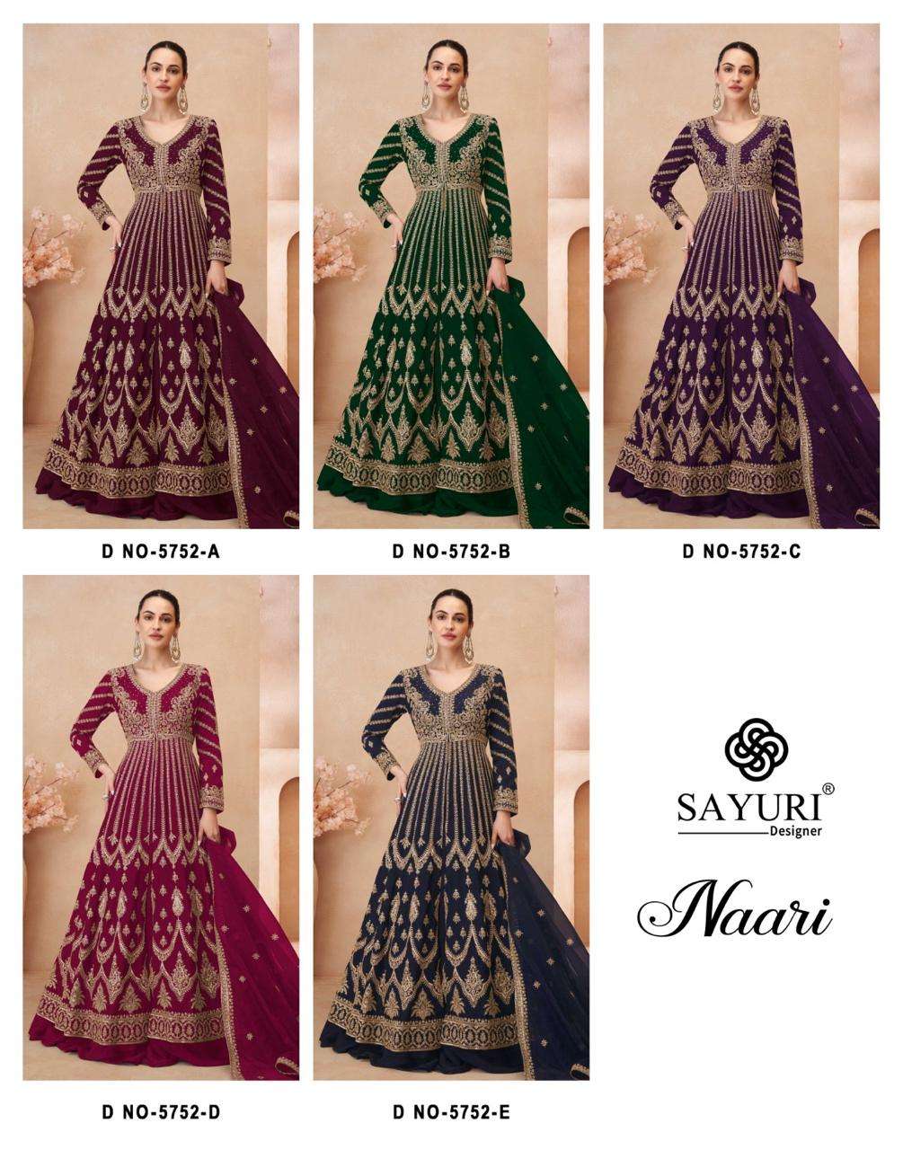 sayuri designer naari 5752 series exclusive designer party wear dress catalogue surat gujarat