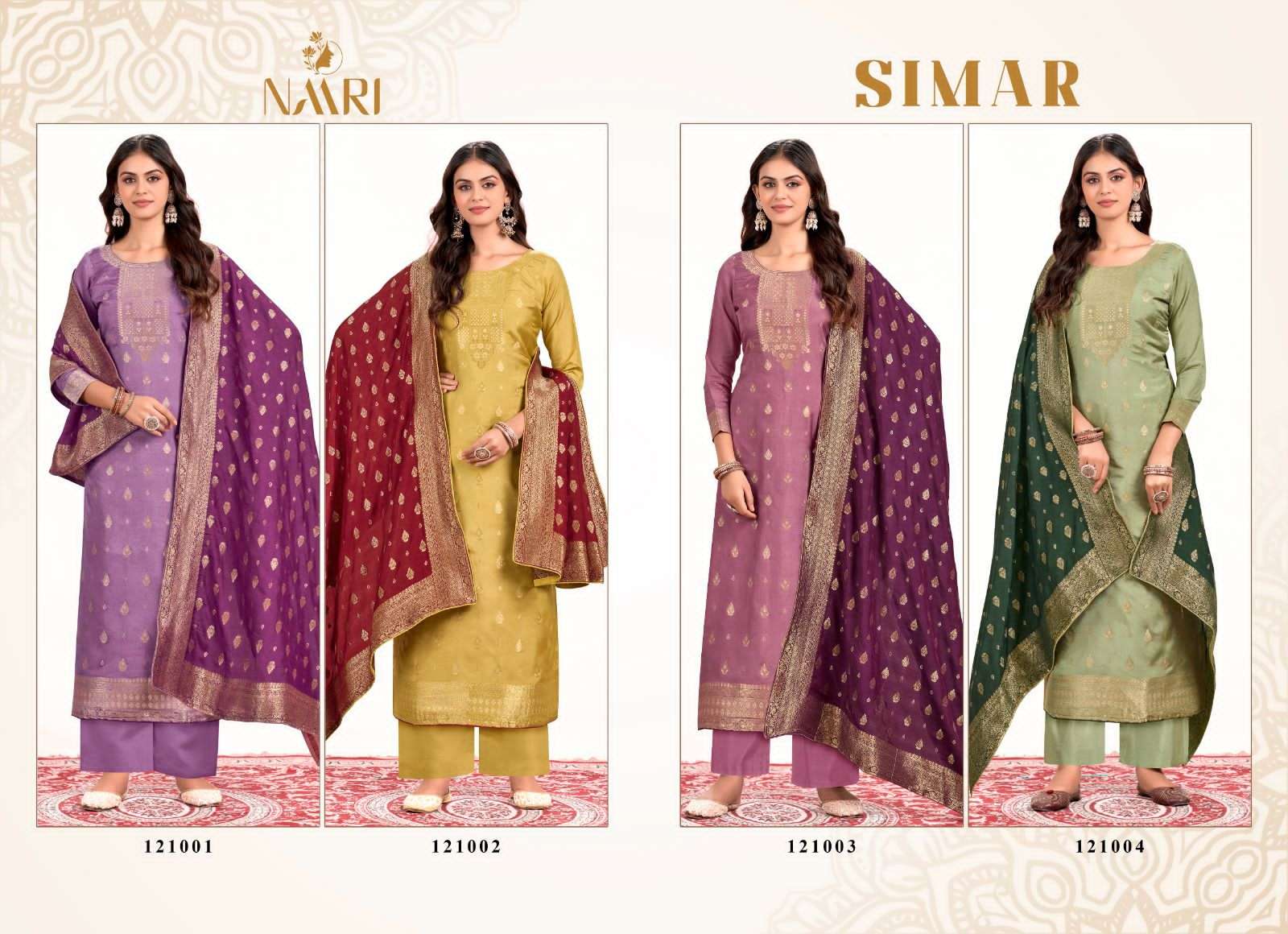 simar by naari 121001-121004 series party wear salwar suits catalogue wholesale dealer surat 