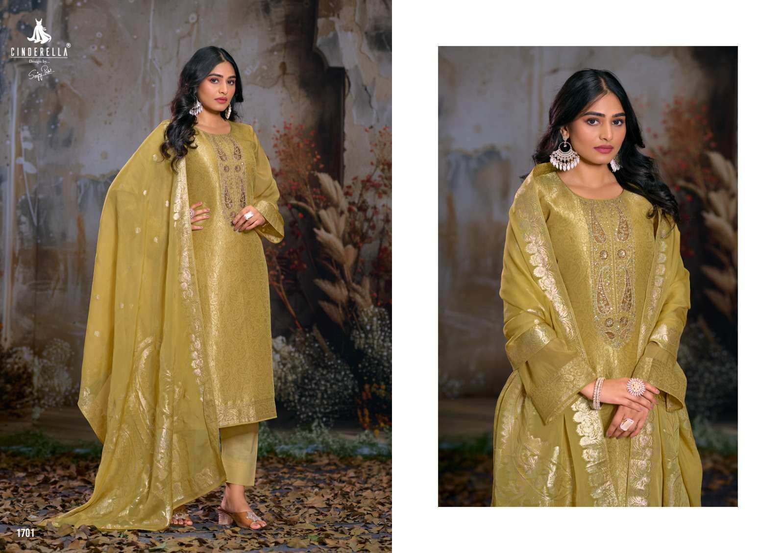 zahria by cindrella 1701-1704 series fancy pure organza suit catalogue wholesale price surat gujarat