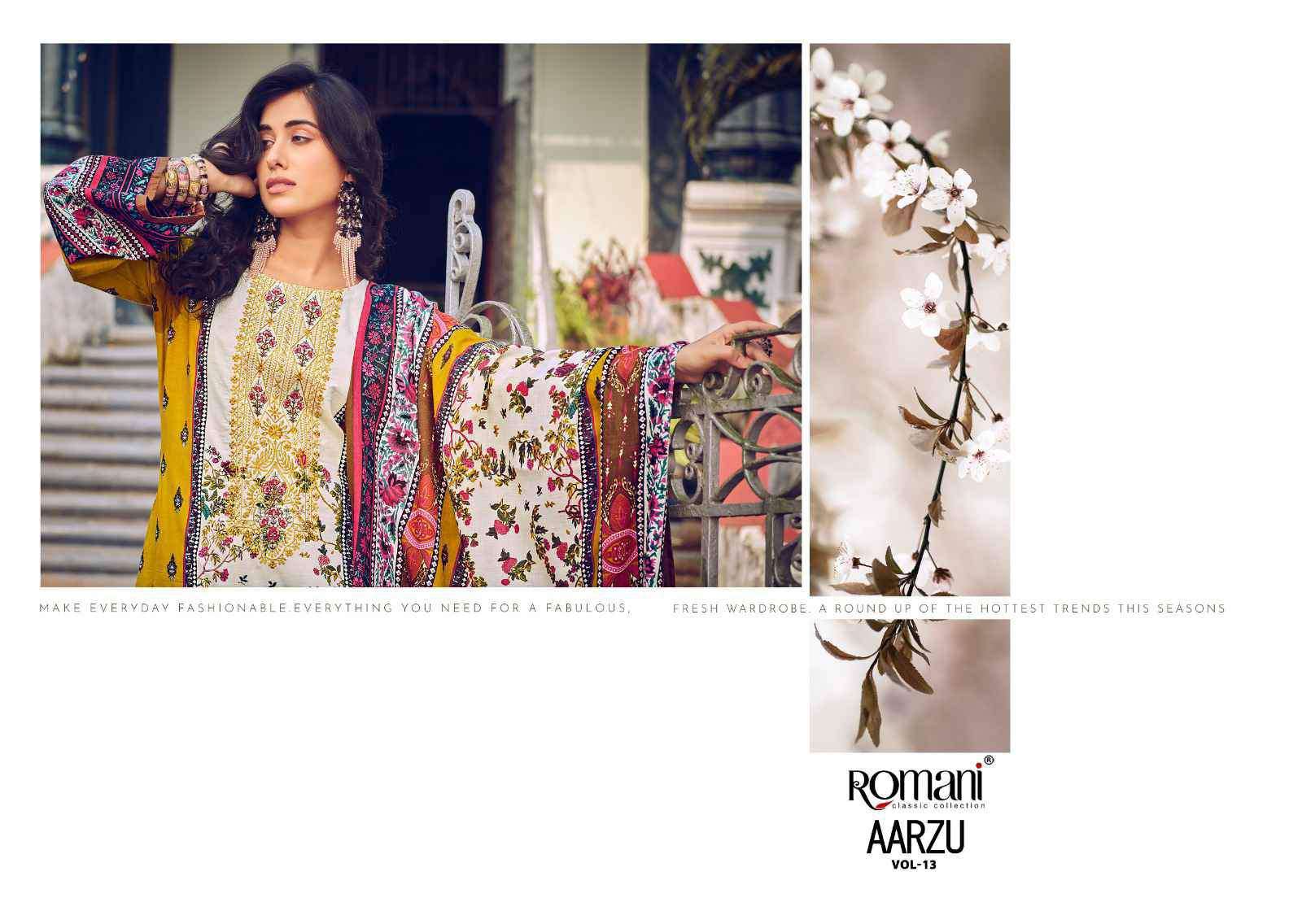 aarzu vol 13 by romani colors series soft cotton new designer salwar kameez best online price surat india