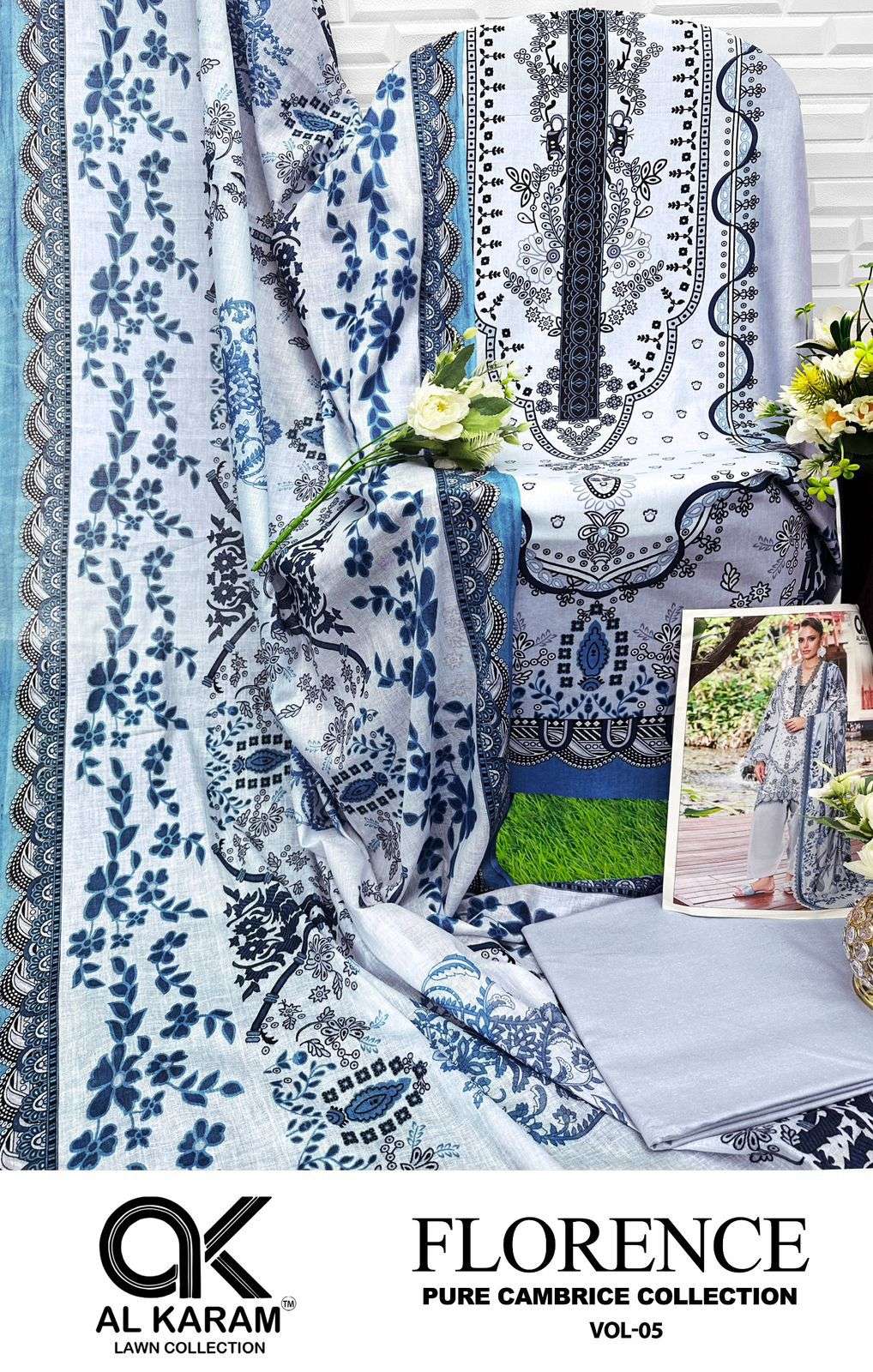 al karam florence vol-5 5001-5006 series  unstitched designer salwar kameez catalogue surat gujrat 