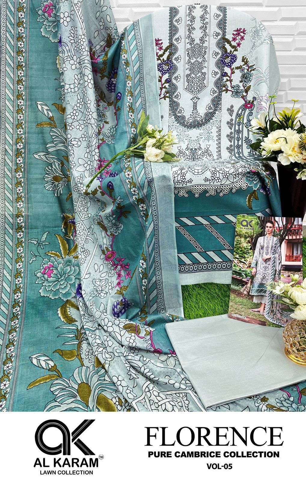 al karam florence vol-5 5001-5006 series  unstitched designer salwar kameez catalogue surat gujrat 