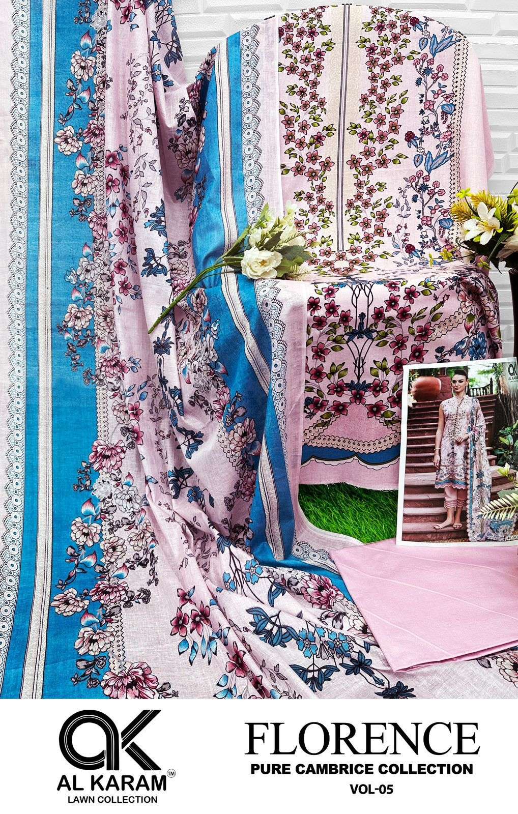 al karam florence vol-5 5001-5006 series  unstitched designer salwar kameez catalogue surat gujrat 