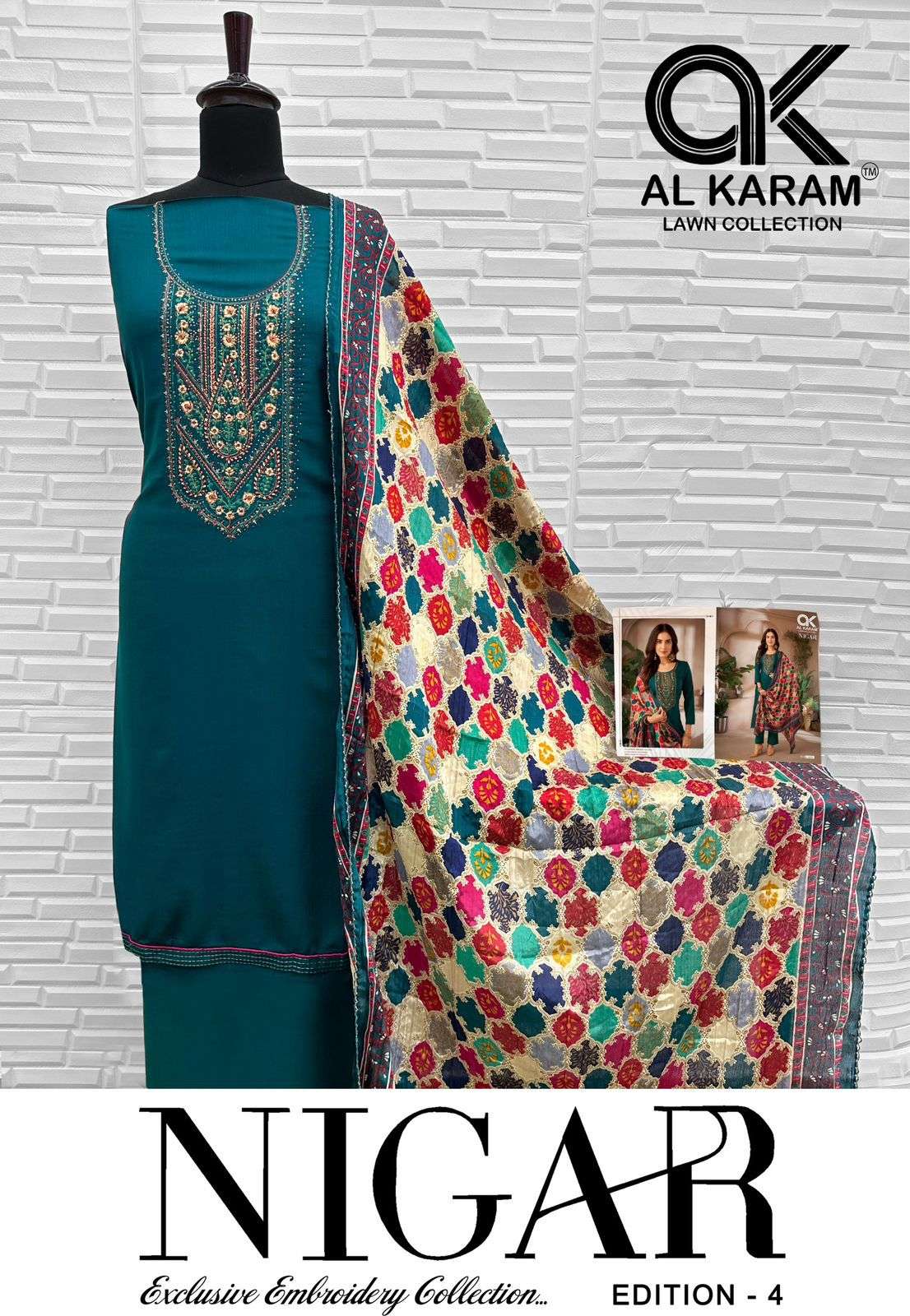 al karam nigar vol-4 4001-4006 series rayon designer dress material catalogue wholesale price surat gujrat