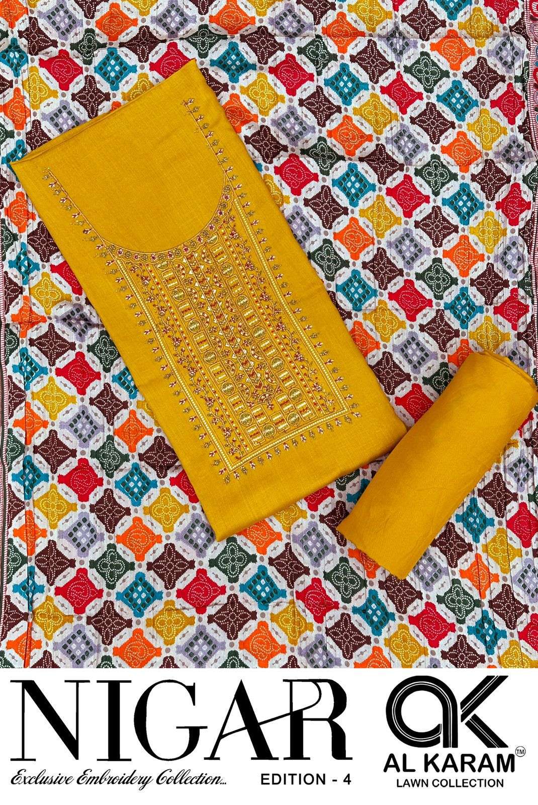 al karam nigar vol-4 4001-4006 series rayon designer dress material catalogue wholesale price surat gujrat