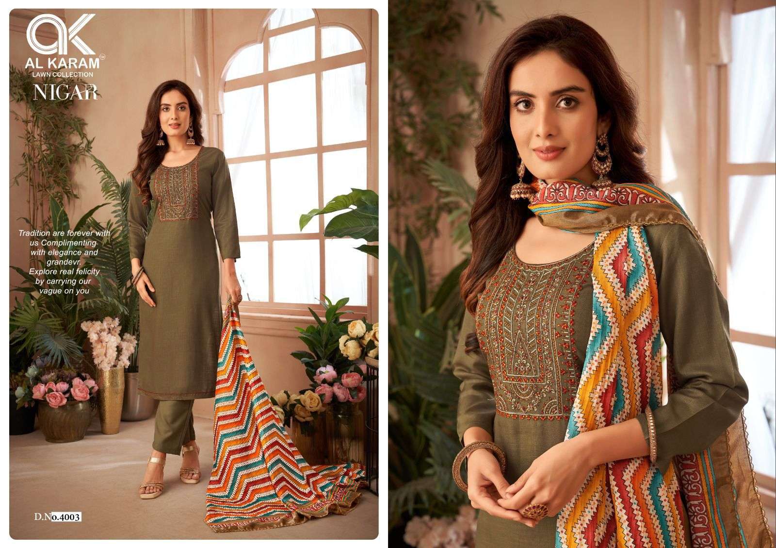 al karam nigar vol-4 4001-4006 series rayon designer dress material catalogue wholesale price surat gujrat