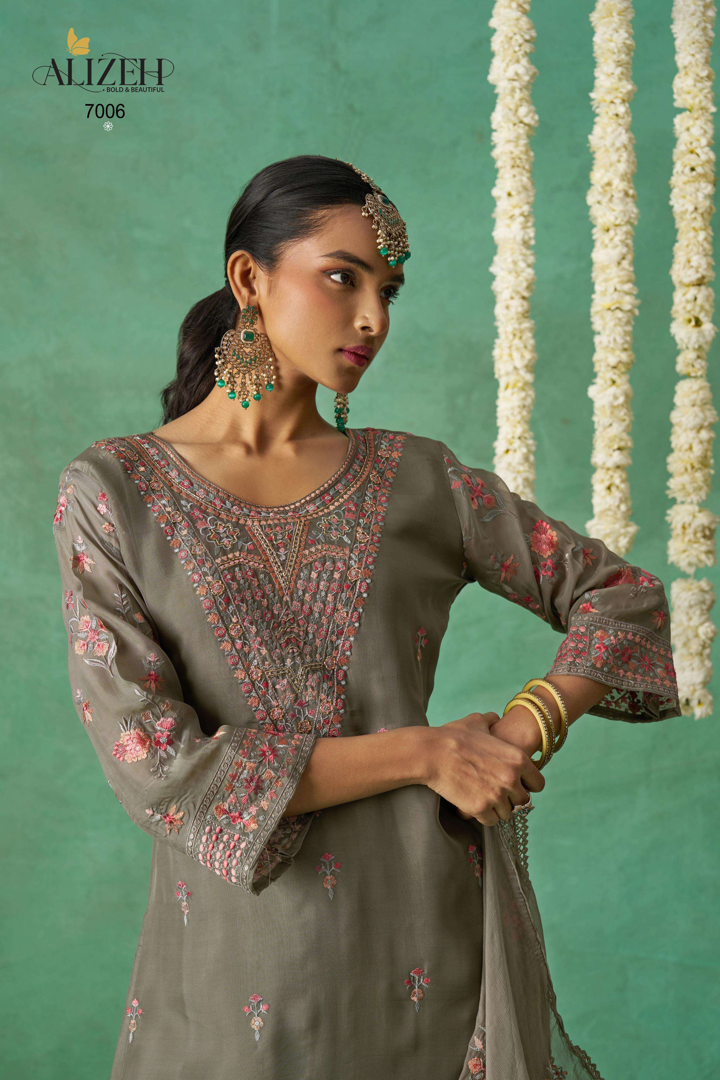 alizeh rose white colour party wear readymade salwar suits catalogue surat gujarat 