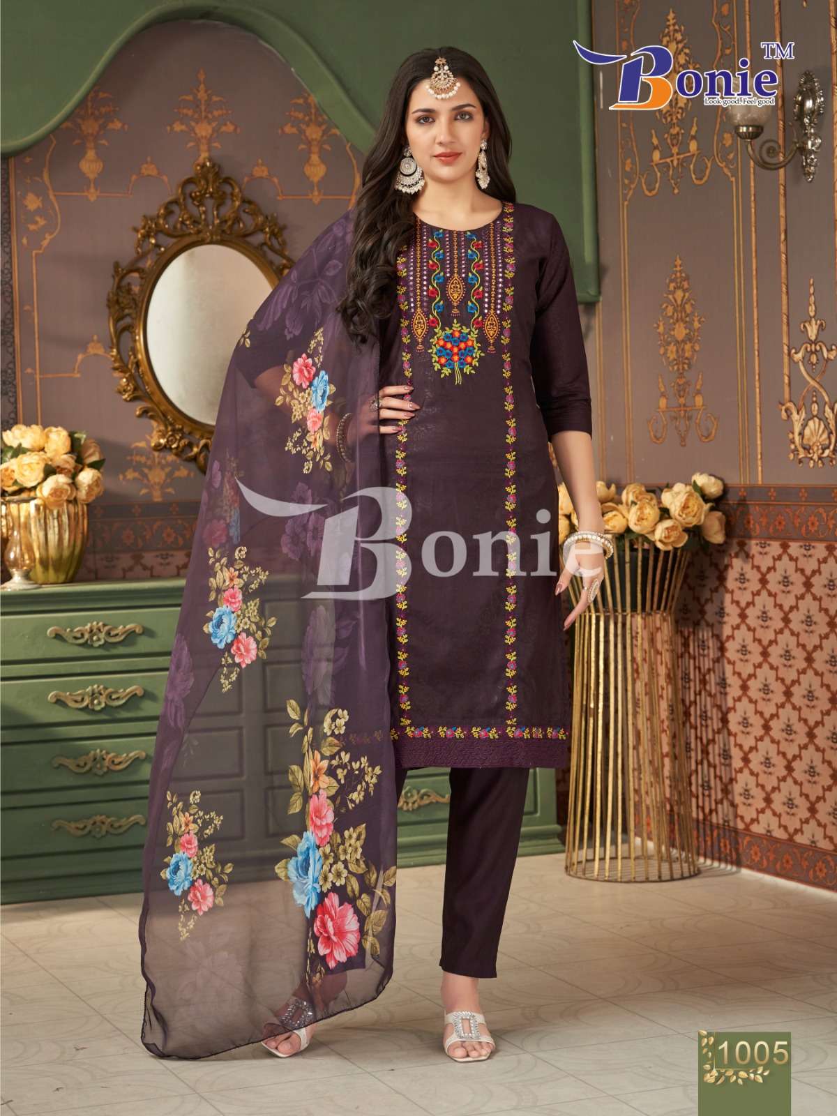 bonie farah vol 1 1001-1006 series designer readymade roman emborse salwar kameez catalogue surat