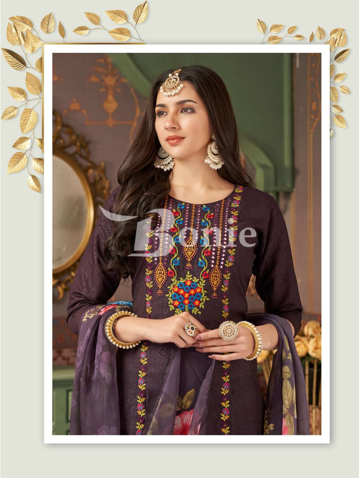 bonie farah vol 1 1001-1006 series designer readymade roman emborse salwar kameez catalogue surat