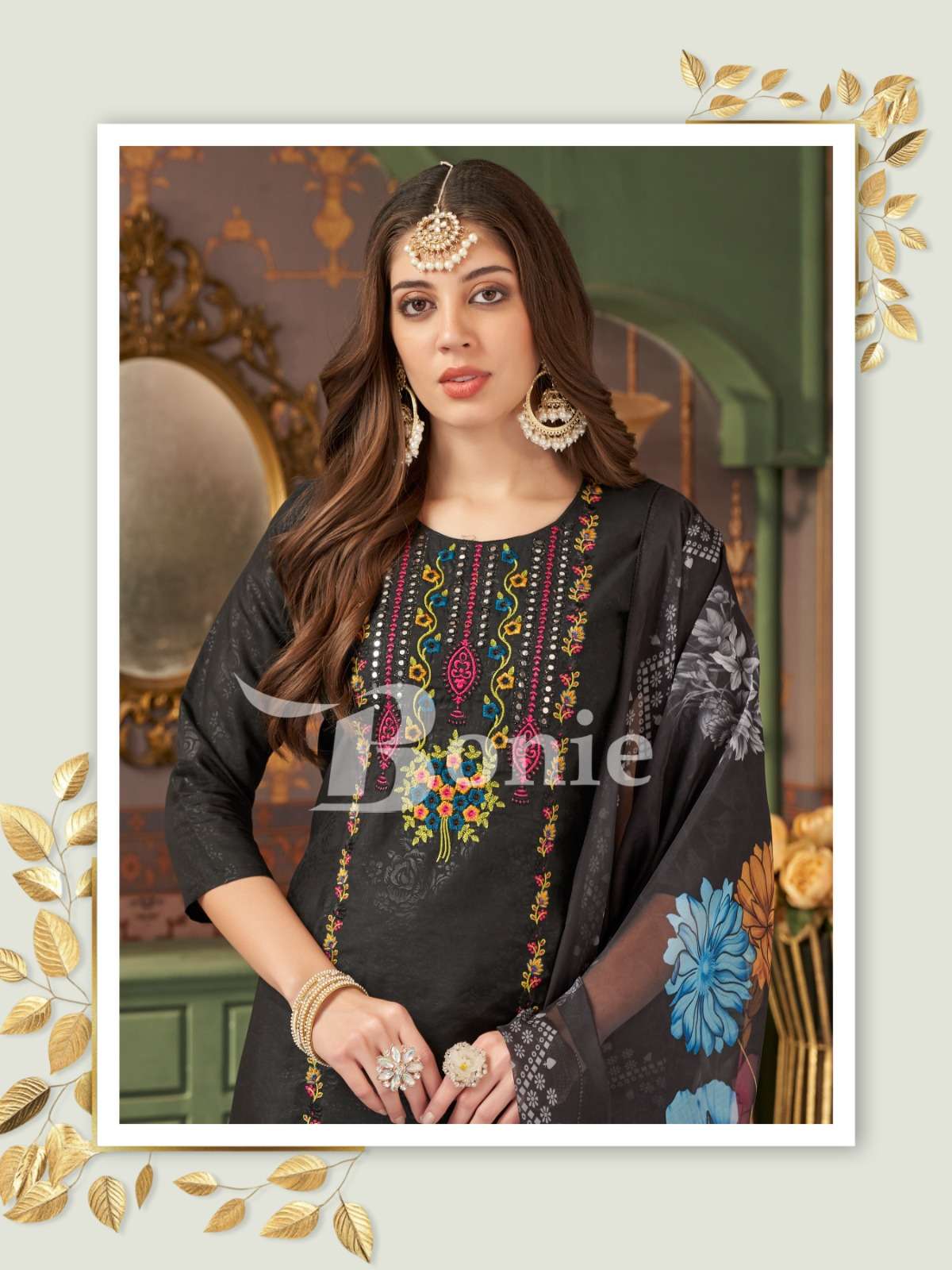 bonie farah vol 1 1001-1006 series designer readymade roman emborse salwar kameez catalogue surat