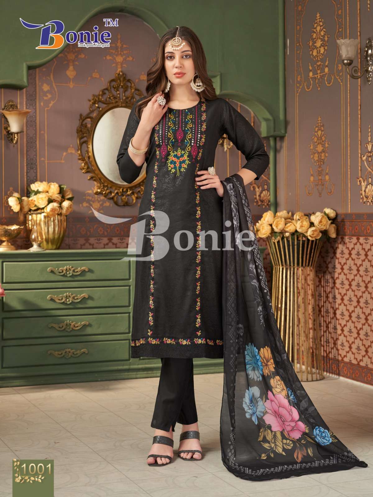 bonie farah vol 1 1001-1006 series designer readymade roman emborse salwar kameez catalogue surat