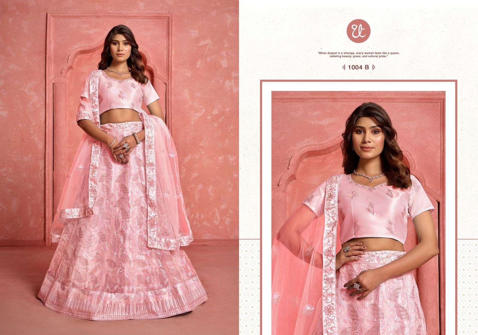 eeva vol 3 by threa thrill 1004 colors net with embroidery work wedding lehenga choli best price online surat india 