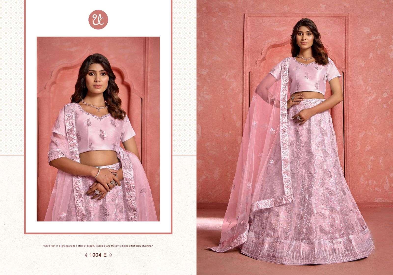 eeva vol 3 by threa thrill 1004 colors net with embroidery work wedding lehenga choli best price online surat india 