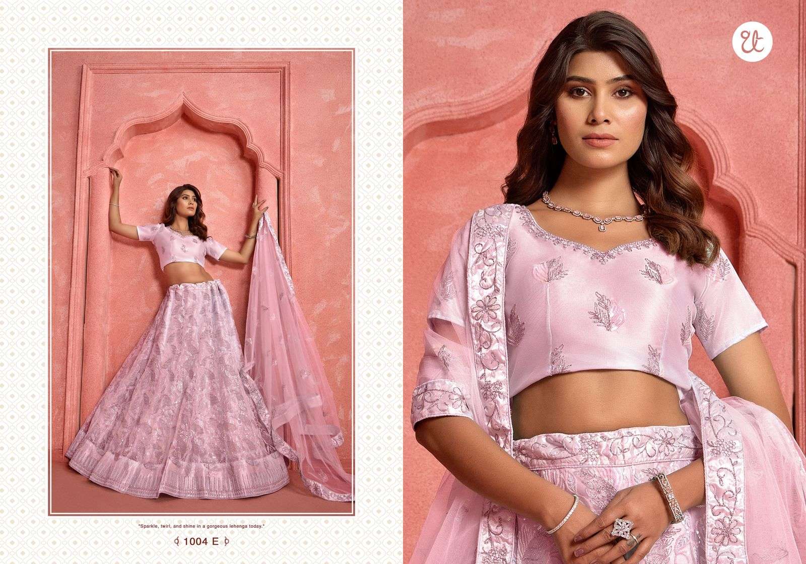 eeva vol 3 by threa thrill 1004 colors net with embroidery work wedding lehenga choli best price online surat india 