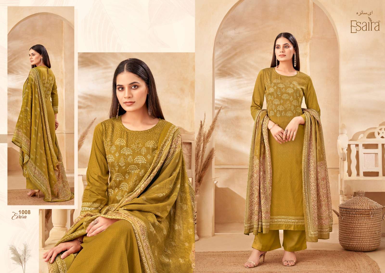 esaira evara 1001-1008 series designer cotton satin salwar kameez catalogue online purchasing surat gujarat 