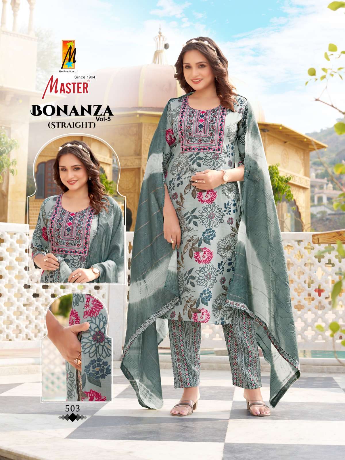 master bonanza vol-5 501-508 series designer salwar kameez catalogue online wholesale rate surat gujarat 