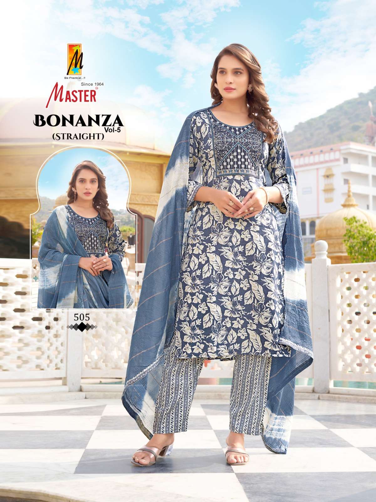 master bonanza vol-5 501-508 series designer salwar kameez catalogue online wholesale rate surat gujarat 