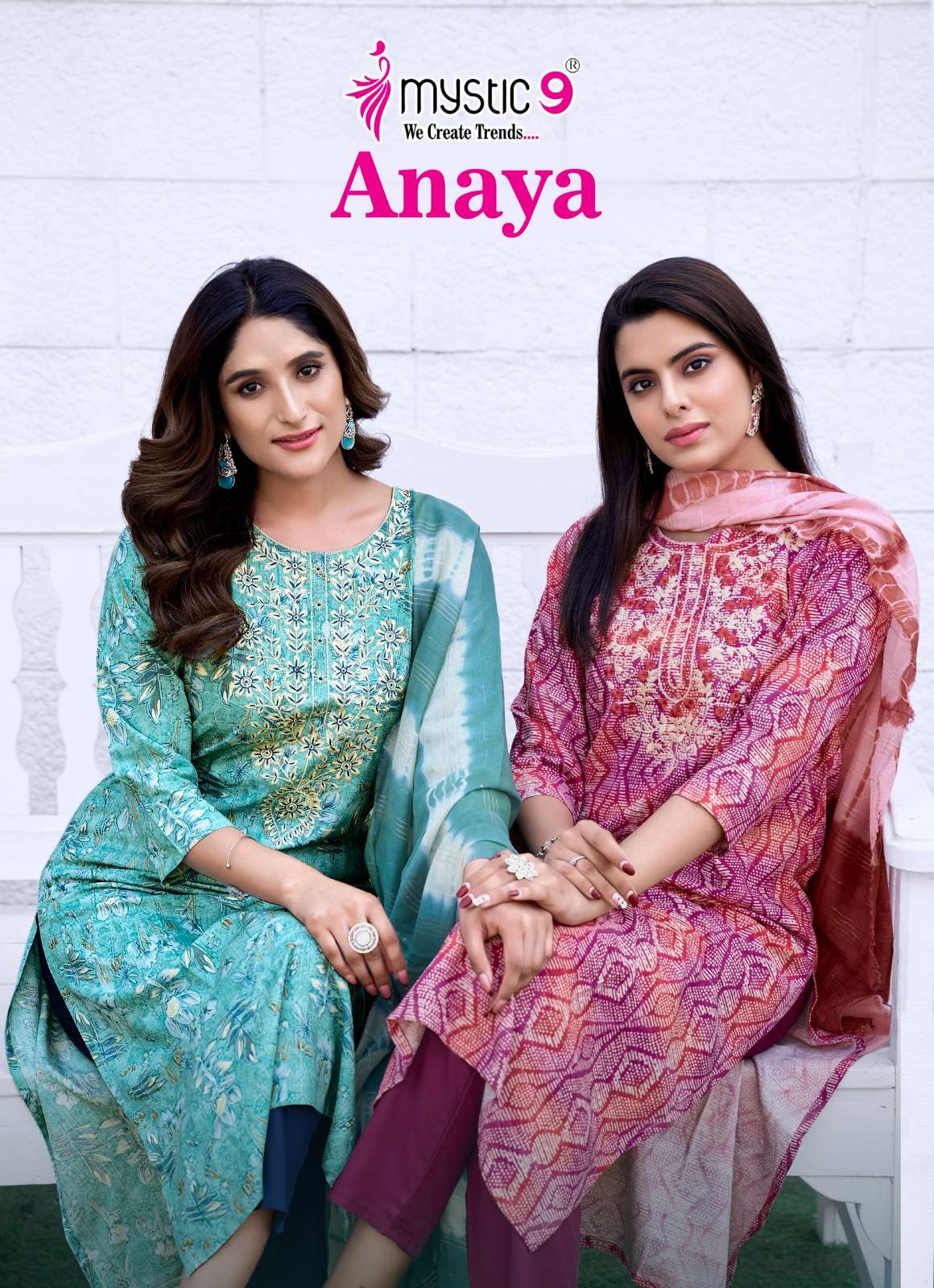 mystic anaya vol-1 1001-1008 series rayon lucknowi style designer kurtis catalogue wholesale price surat gujarat 