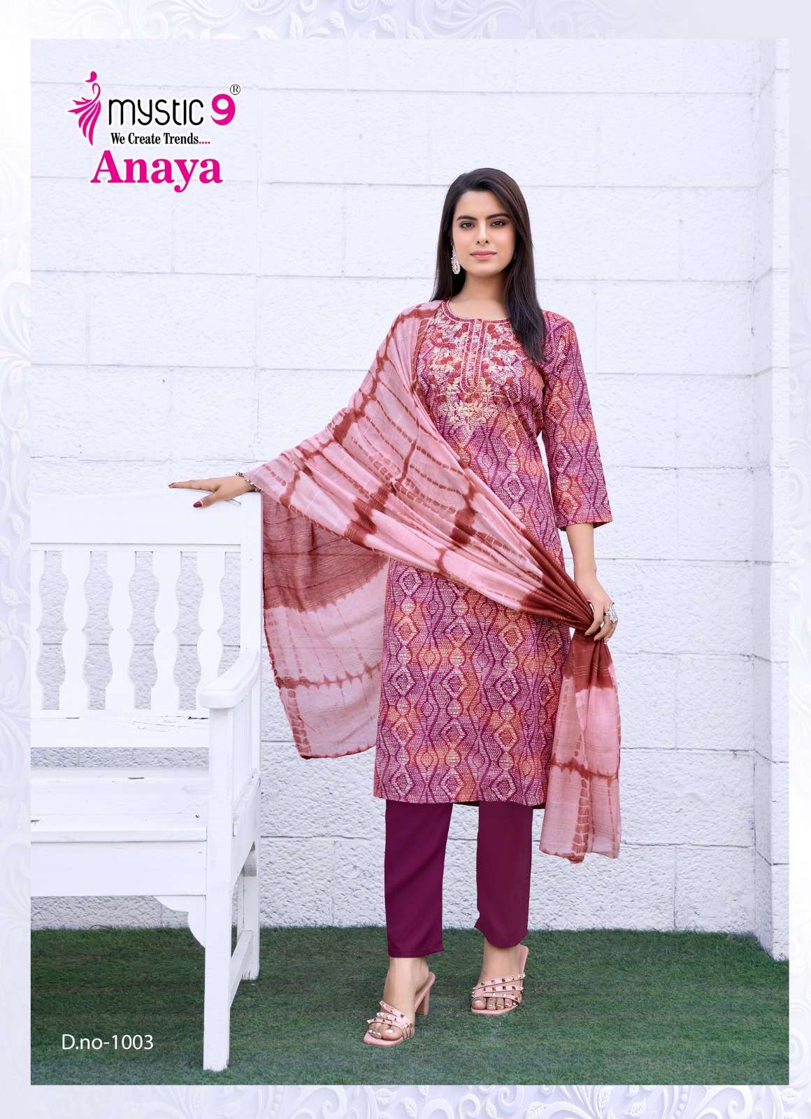 mystic anaya vol-1 1001-1008 series rayon lucknowi style designer kurtis catalogue wholesale price surat gujarat 