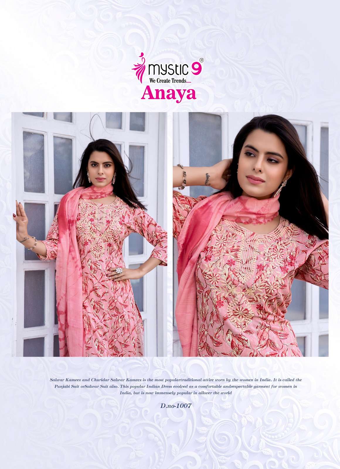 mystic anaya vol-1 1001-1008 series rayon lucknowi style designer kurtis catalogue wholesale price surat gujarat 