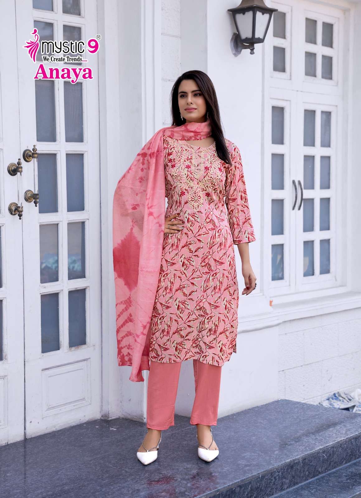 mystic anaya vol-1 1001-1008 series rayon lucknowi style designer kurtis catalogue wholesale price surat gujarat 