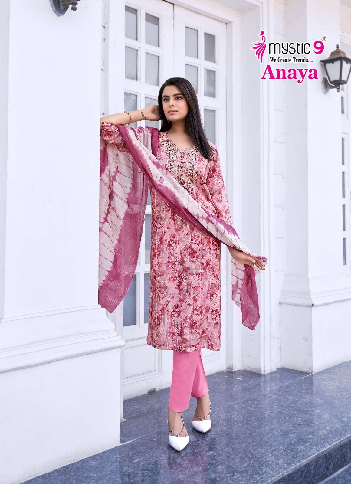 mystic anaya vol-1 1001-1008 series rayon lucknowi style designer kurtis catalogue wholesale price surat gujarat 