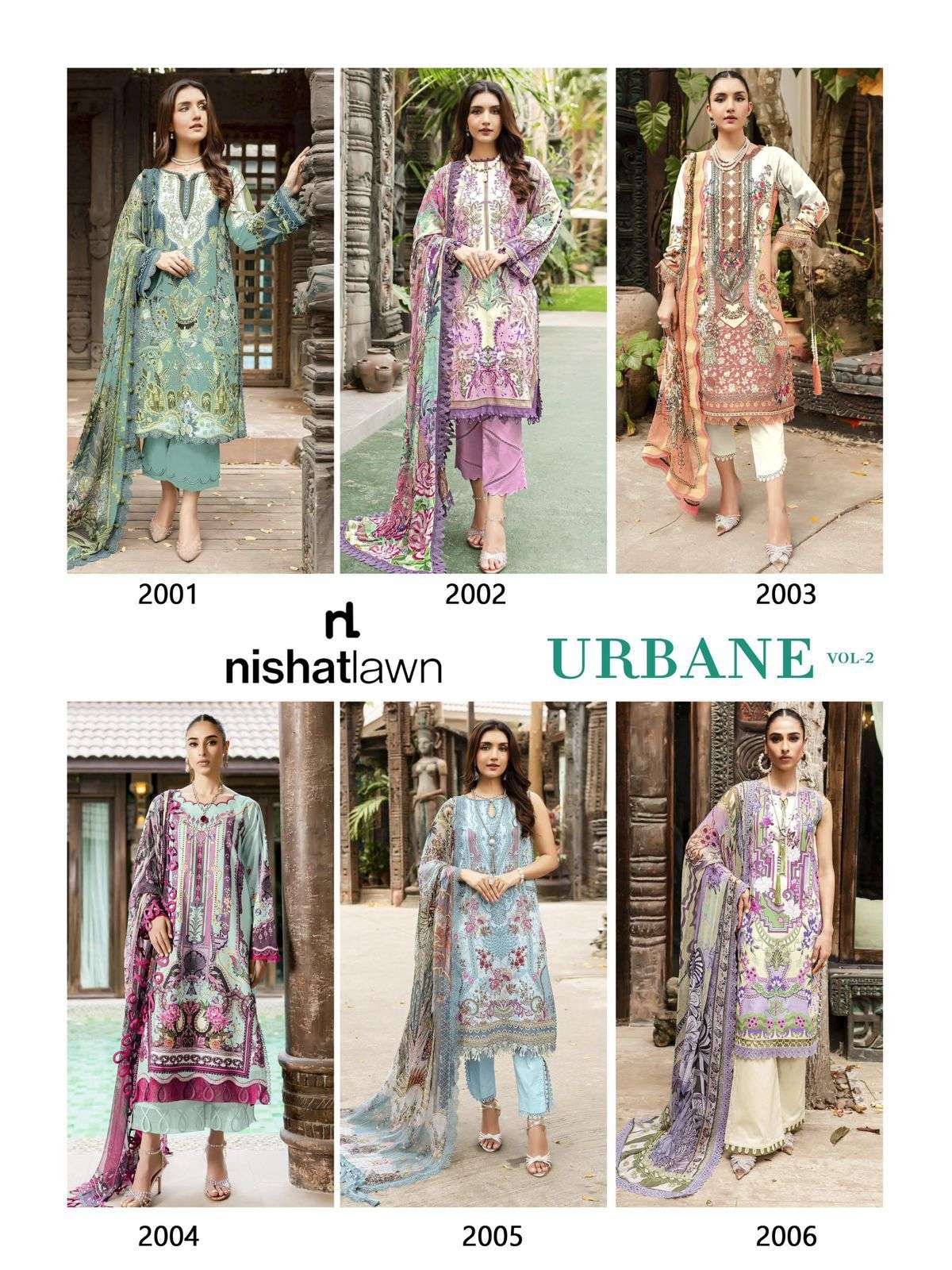 nishant fashion urbane vol-2 2001-2006 series pure lawn party wear suits catalogue manufacturer surat