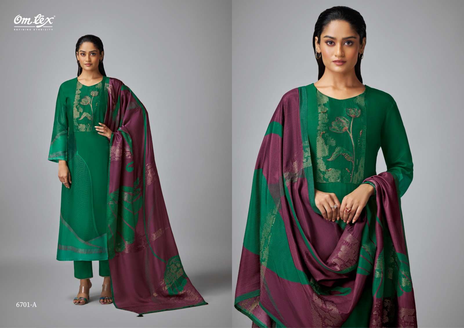 omtex saanji 6701 colour series designer silk jacquard digital hand work salwar kameez online shopping surat 