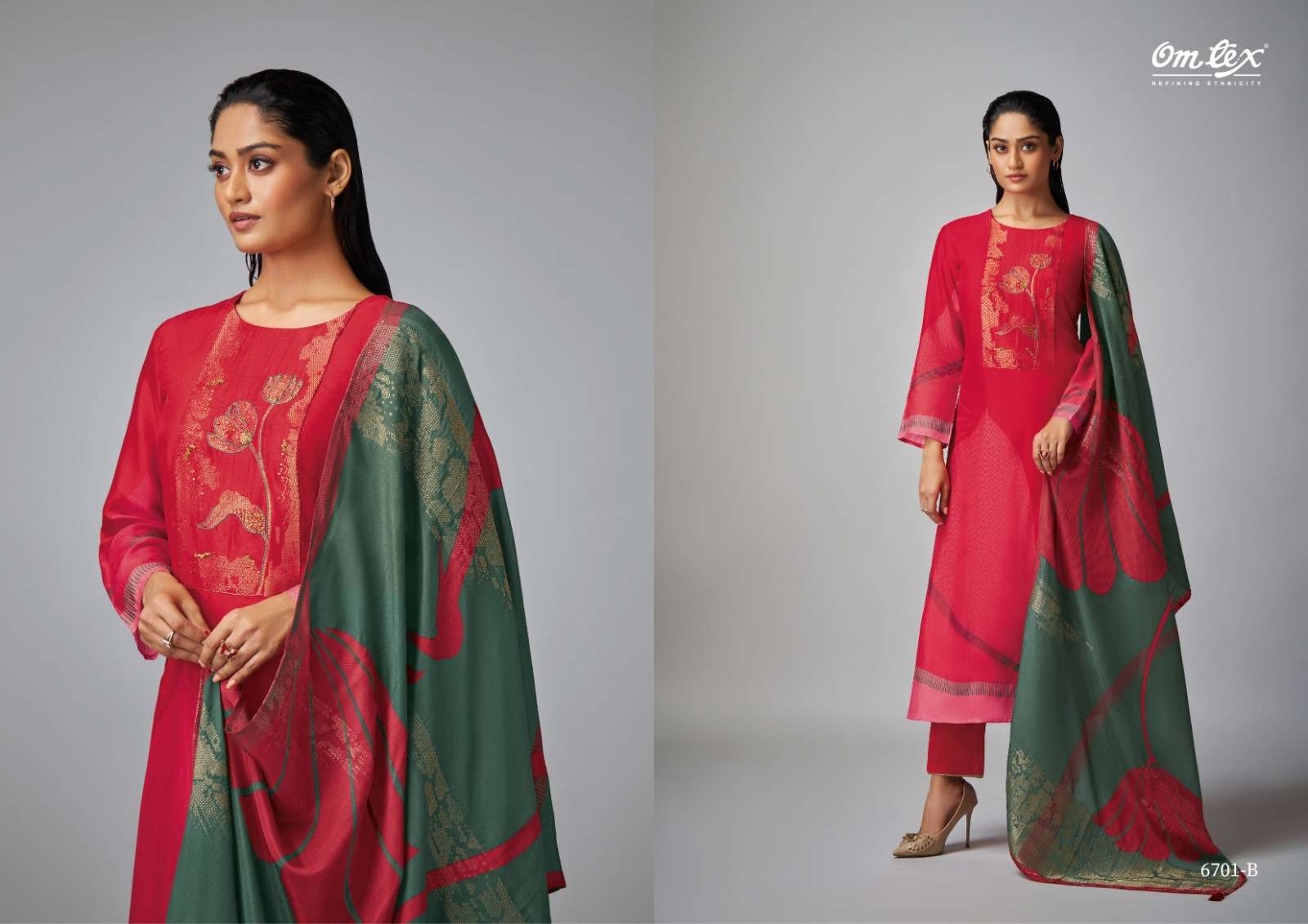 omtex saanji 6701 colour series designer silk jacquard digital hand work salwar kameez online shopping surat 