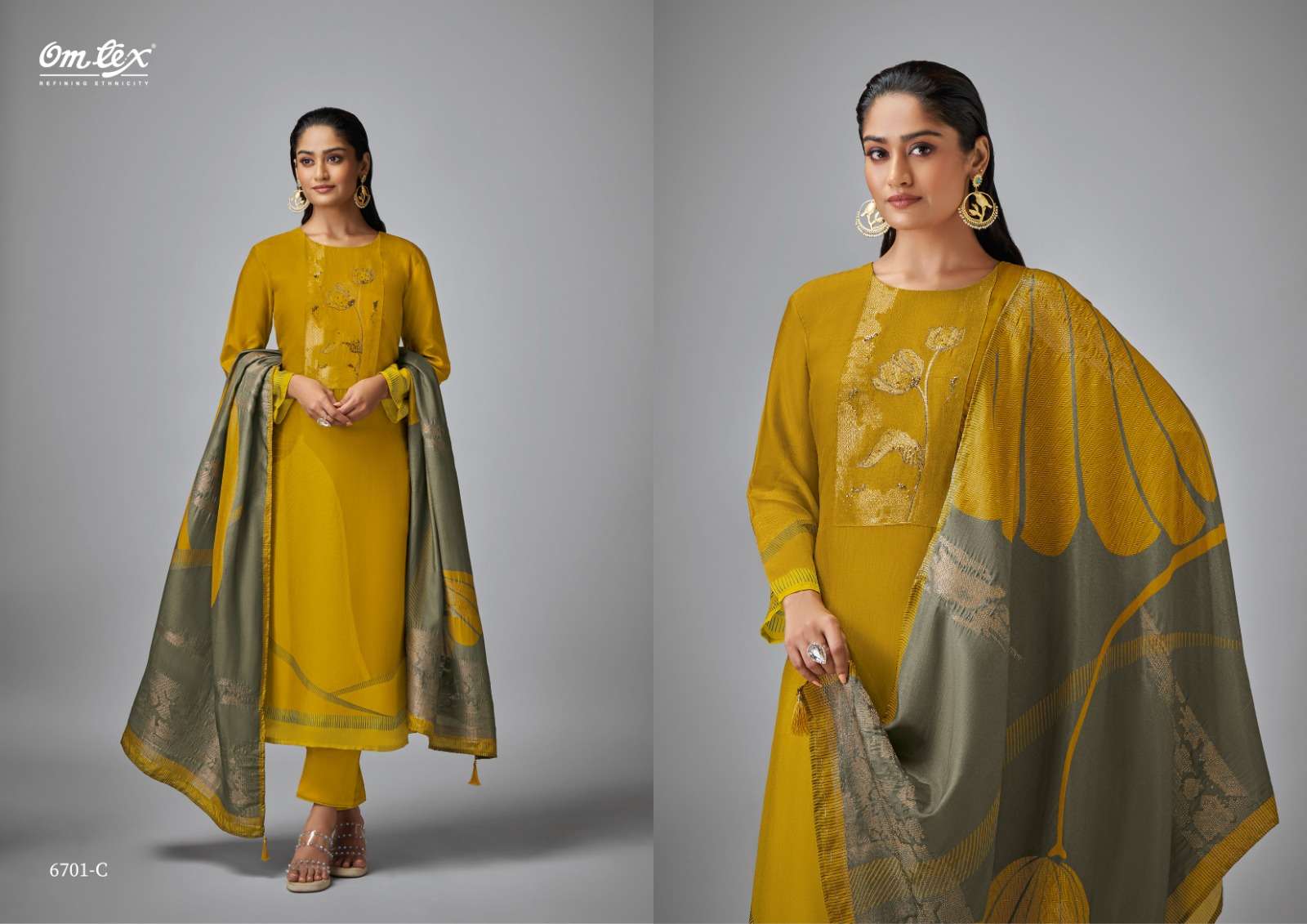 omtex saanji 6701 colour series designer silk jacquard digital hand work salwar kameez online shopping surat 