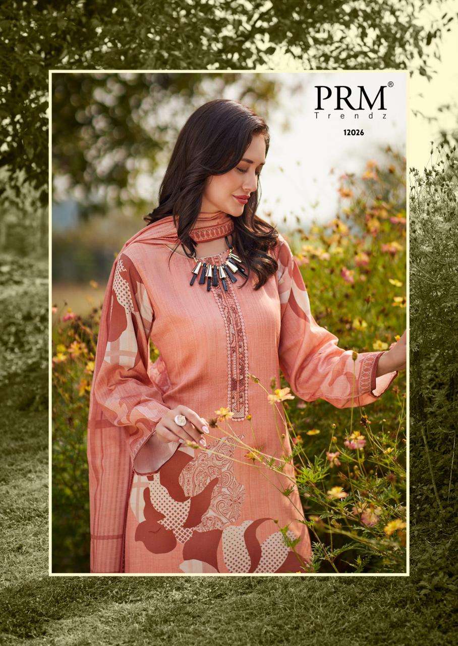 prm trendz camilla 12021-12026 series party wear jam cotton embroidred salwar kameez catalogue set to set only 