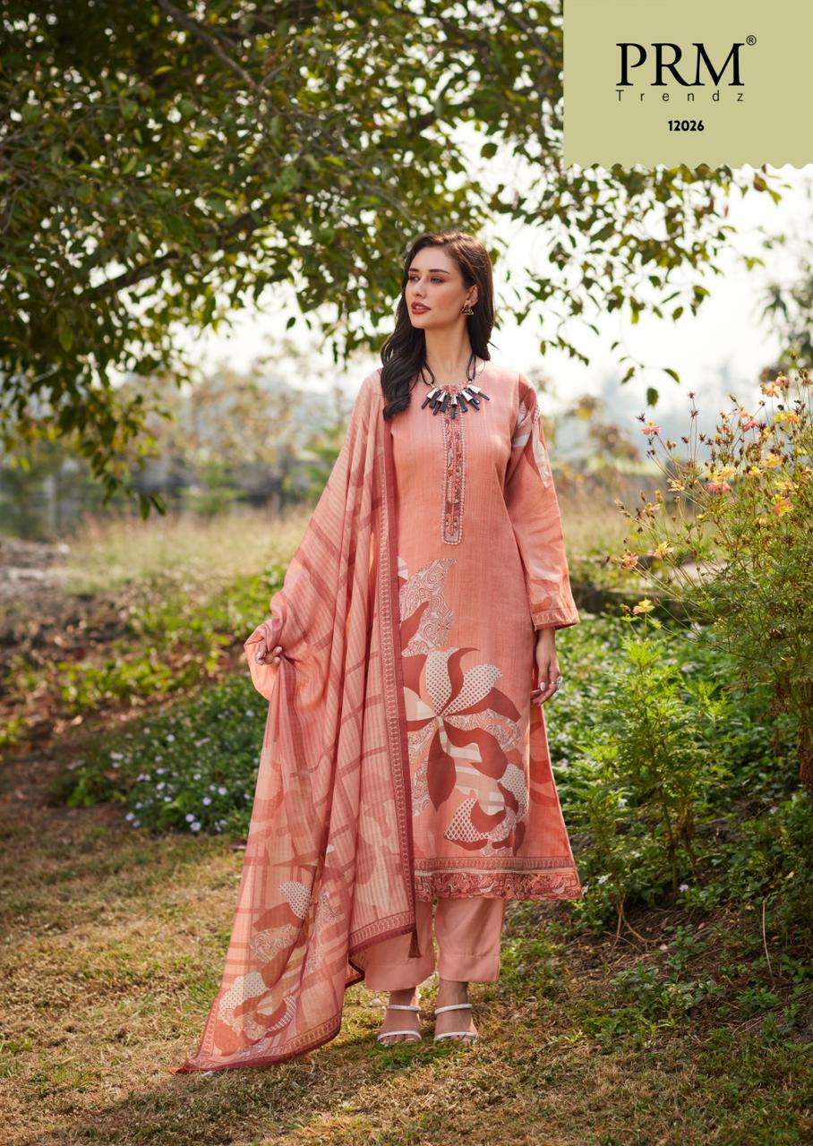 prm trendz camilla 12021-12026 series party wear jam cotton embroidred salwar kameez catalogue set to set only 