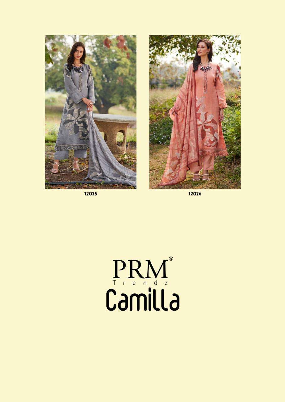 prm trendz camilla 12021-12026 series party wear jam cotton embroidred salwar kameez catalogue set to set only 